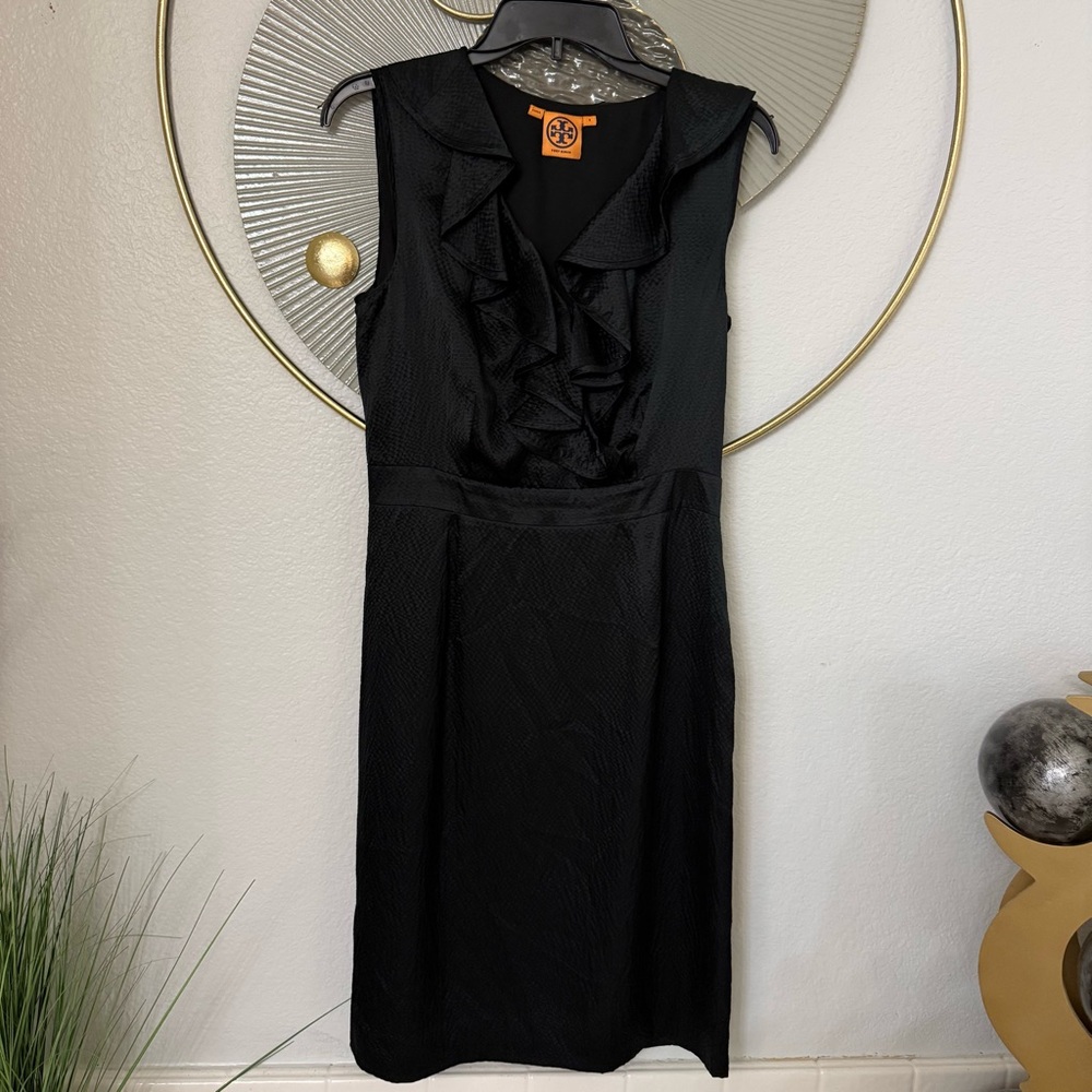 Tory Burch Black Ruffled Midi Dress